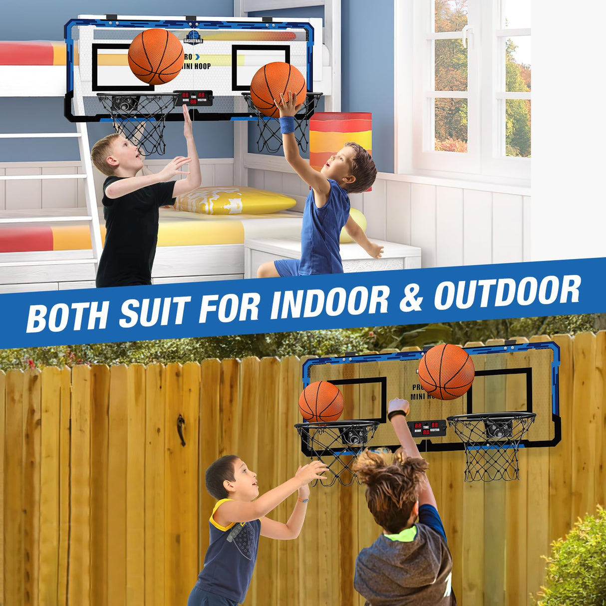 2 Player Basketball Game, Dual Shot Over The Door