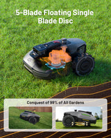 YUKA Mini 500H Robotic Lawn Mower Reception 0.12 Acre,Max. 0.17 Acre, Ultrasense AI Vision+ RTK Positioning, Auto Mapping, App Control, 50% Slope, Cutting Height 2''~3.5'', 15 Mowing Zones