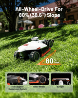LUBA 2 AWD 5000X Robot Lawn Mower with 4G, All-Wheel-Drive for 80% Slope, Perimeter Wire Free for 1.25 Acres, UltraSense AI Vision & RTK Auto-Mapping, 1.0"-2.7" Adjustable Cutting Height