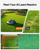 YUKA Mini 500H Robotic Lawn Mower Reception 0.12 Acre,Max. 0.17 Acre, Ultrasense AI Vision+ RTK Positioning, Auto Mapping, App Control, 50% Slope, Cutting Height 2''~3.5'', 15 Mowing Zones