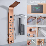 Black LED Light Shower Faucet Bathroom SPA Massage Jet Shower Column System Waterfall Rain Shower Panel Bidet Sprayer Tap