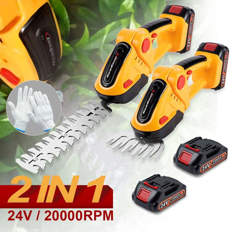 2 in 1 24V Cordless Electric Hedge Trimmer