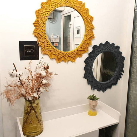 Macrame Round Mirror Decorative Acrylic Mirror