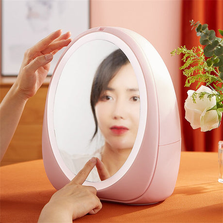 Travel Led Light Cosmetic Storage Box with Mirror USB