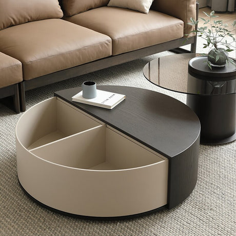 Rotating Minimalist Solid Wood Coffee Table With Storage