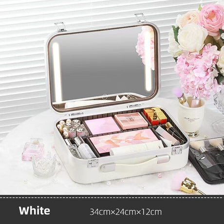 Large Capacity Cosmetic Bag with LED Mirror