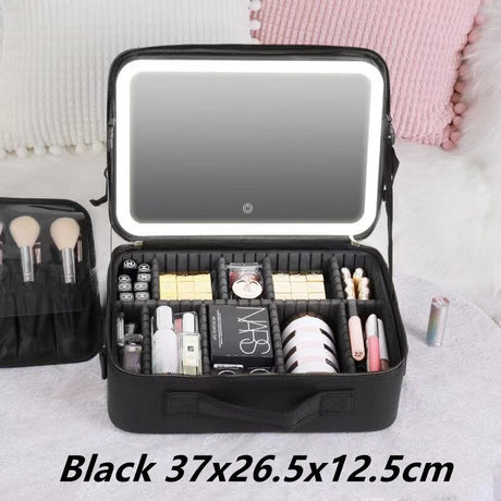 Professional Makeup Case Large Capacity LED With Mirror