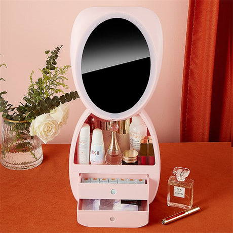 Travel Led Light Cosmetic Storage Box with Mirror USB