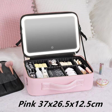 Professional Makeup Case Large Capacity LED With Mirror