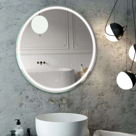 Beveled Frameless Lighted Bathroom Mirror