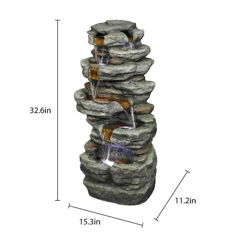 32.6inches Rock Water Fountain with Led Lights