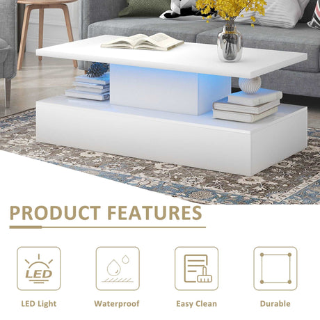 Cocktail Coffee Table with Modern Industrial Design with LED lighting