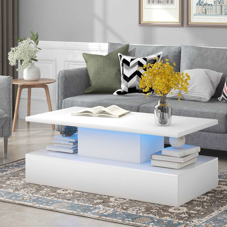 Cocktail Coffee Table with Modern Industrial Design with LED lighting