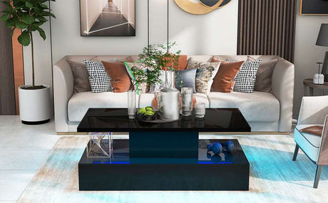 Cocktail Coffee Table with Modern Industrial Design with LED lighting