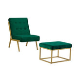 Bulk Order，Gold Metal Frame Velvet Upholstery Chair with Ottoman