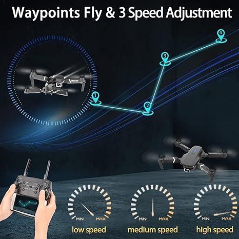 Drone with Dual Camera for Adults Beginners Kids, Foldable RC Quadcopter, Toys Drone Gifts, 1080P FPV Video, 3 Batteries, Carrying Case