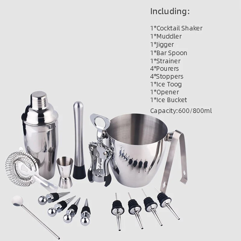 Wine Coctelera Batidora Boston Recipe Mixer Shaker Bartender Barware Kit Kitchen Bar Tools Stainless Steel Cocktail Shaker Set