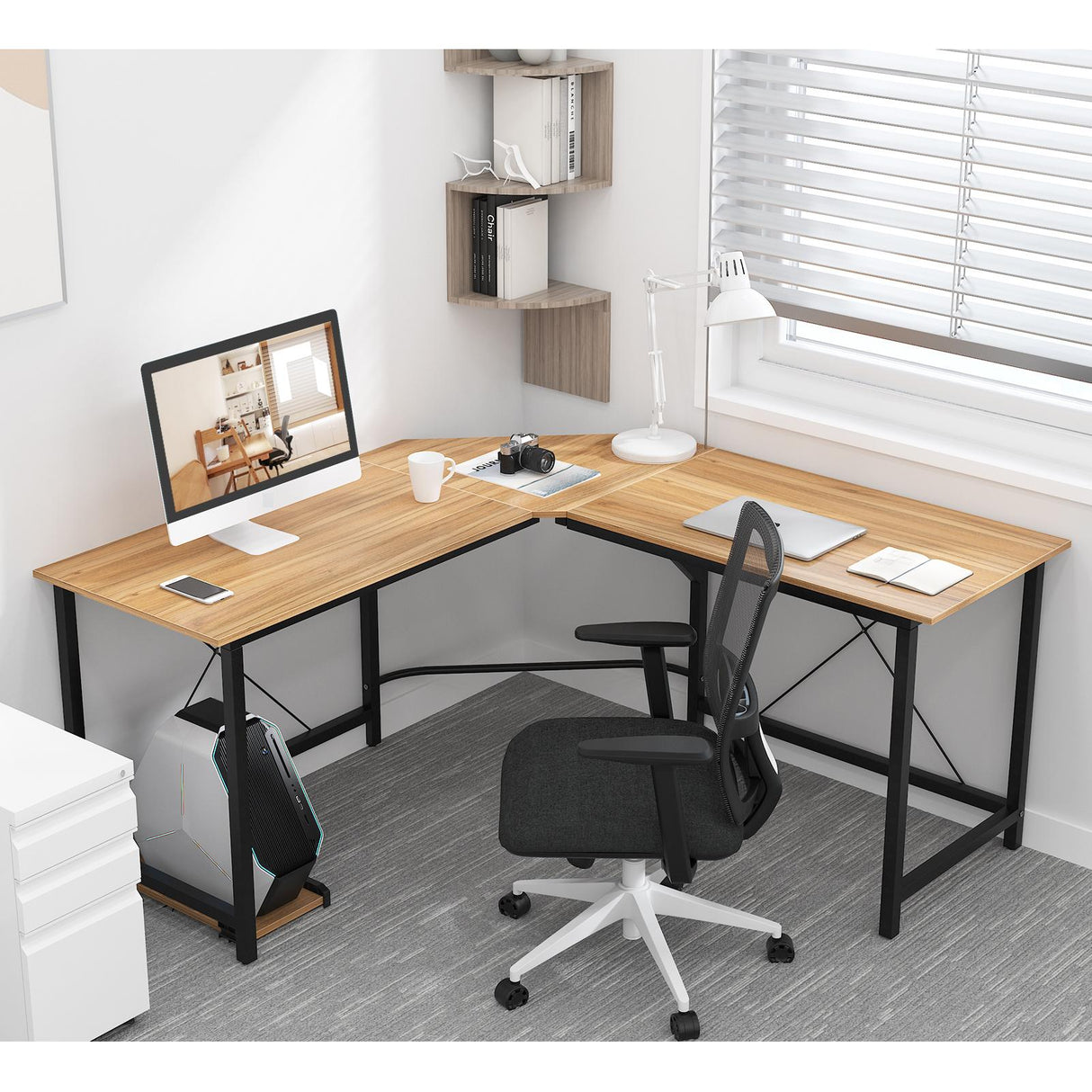 Large L Shaped Computer Corner Desk for Home Office, Sturdy Writing Desk Writing Workstation