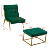 Bulk Order，Gold Metal Frame Velvet Upholstery Chair with Ottoman