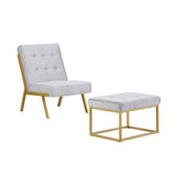 Bulk Order，Gold Metal Frame Velvet Upholstery Chair with Ottoman