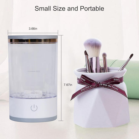 Electric Makeup Brush Cleaner Machine, Portable Automatic USB Cosmetic Brushes Cleaner for All Size Beauty Makeup Brush Set, Spinner Dryer Automatic Brush Cleaner (Transparent)