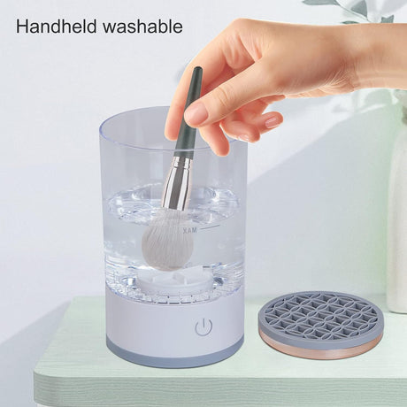 Electric Makeup Brush Cleaner Machine, Portable Automatic USB Cosmetic Brushes Cleaner for All Size Beauty Makeup Brush Set, Spinner Dryer Automatic Brush Cleaner (Transparent)