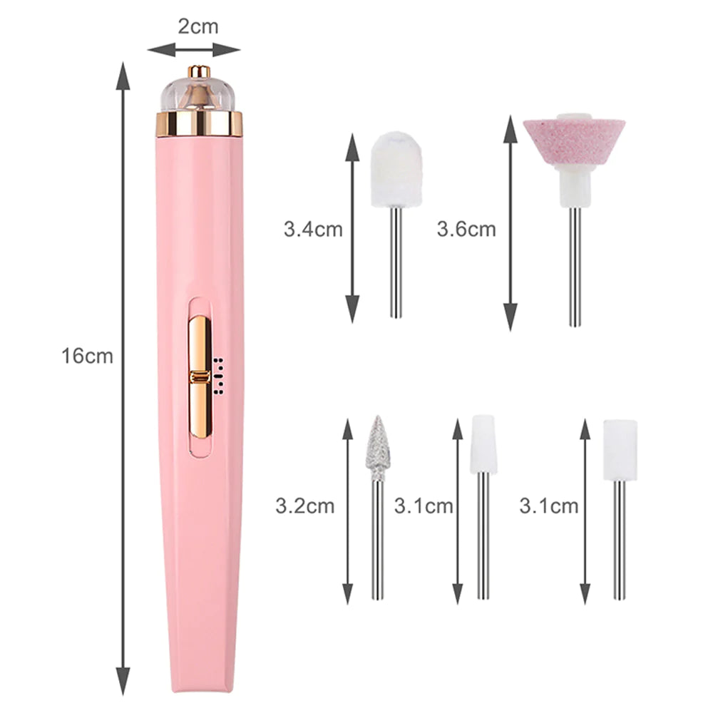 5-IN-1 Electric Nail Drill Kit Full Manicure+ Pedicure Tool USB Rechargeable by Lmyg