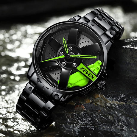 Men'S Hollow Stereoscopic Car Wheel Watch Fashion Sport Watches Waterproof Rim Hub Car Enthusiast Wrist Watch