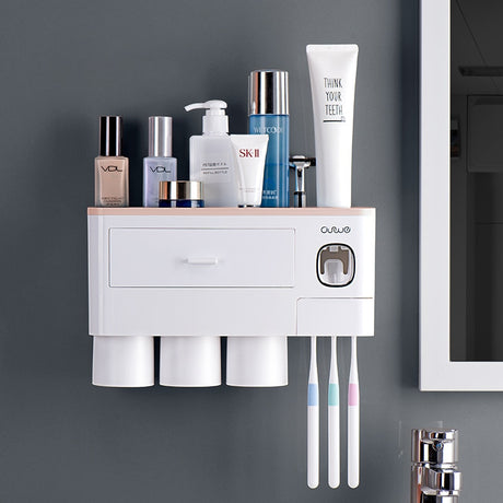 Wall-mounted Toothbrush Holder Toothpaste Squeezer For Home Restroom Storage Rack Auto Toothpaste Dispenser Bathroom Accessories