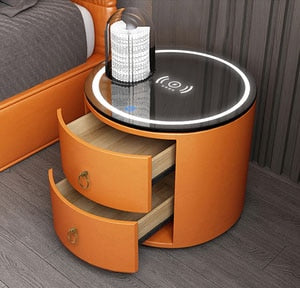 Intelligent Round Bedside Fingerprint Lock Nightstands