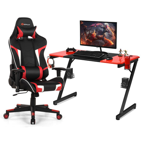 Z-Shaped Gaming Desk &  Swivel Gaming Chair