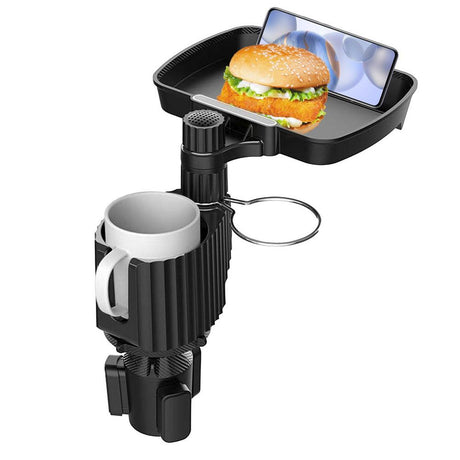 Multifunctional Car Cup Holder With Attachable Tray 360