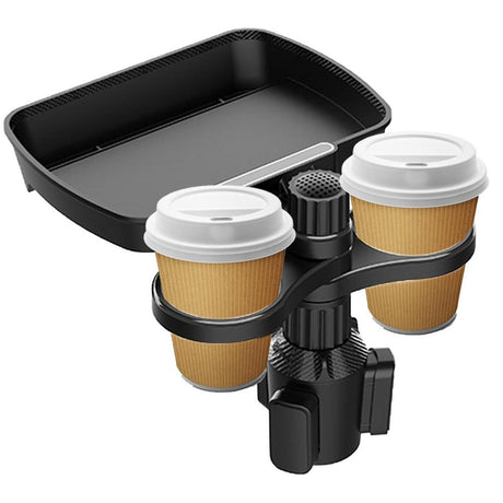 Multifunctional Car Cup Holder With Attachable Tray 360