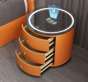 Intelligent Round Bedside Fingerprint Lock Nightstands