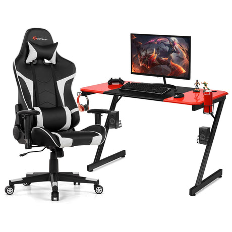 Z-Shaped Gaming Desk &  Swivel Gaming Chair