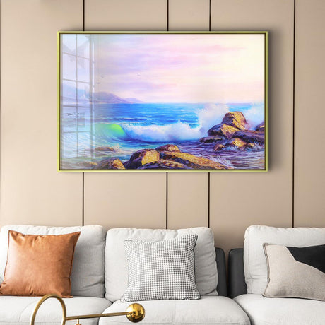 Ocean Sunset Tempered Glass Printing Wall Art