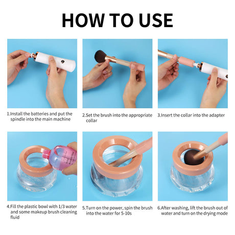 Upgraded Makeup Brush Cleaner and Dryer Machine, Electric Cosmetic Automatic Brush Spinner with 8 Size Rubber Collars, Wash and Dry in Seconds, Deep Cosmetic Brush Spinner for Brushes