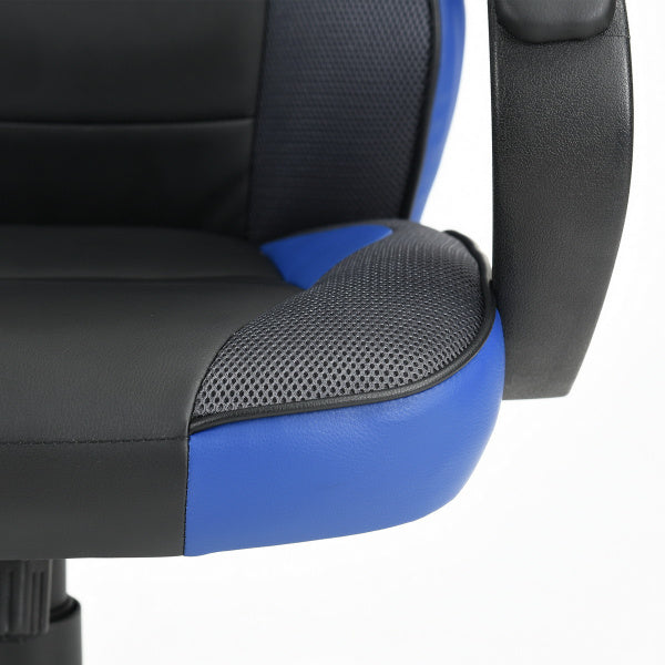 Gaming Office Chair with Fabric Adjustable Swivel; BLACK AND BLUE