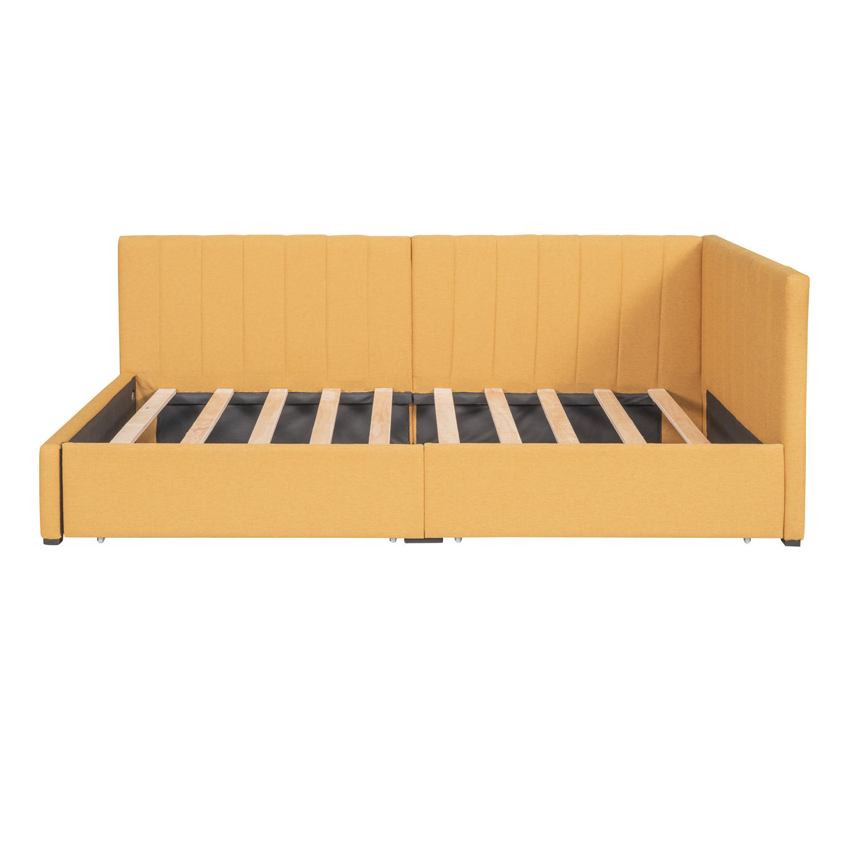 Upholstered Daybed with 2 Storage Drawers Twin Size Sofa Bed Frame No Box Spring Needed; Linen Fabric (Yellow)