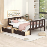 Full Size Platform Bed Wood Bed Frame with Storage Drawers; Espresso(Expect Arrival Date 3.7)