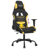 Massage Gaming Chair with Footrest Black and Yellow Fabric