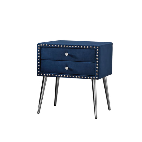 100% Blue Velvet nightstand