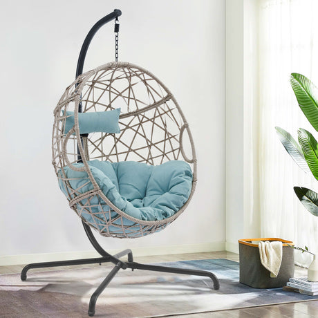 Patio Wicker Swing Egg Chair Basket