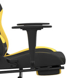 Massage Gaming Chair with Footrest Black and Yellow Fabric