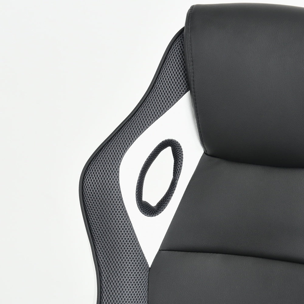 Gaming Office Chair with Fabric Adjustable Swivel; BLACK AND WHITE