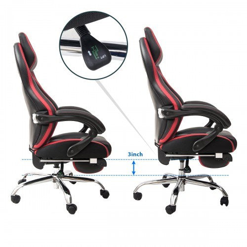 Racing Chair Gaming Chair Ergonomic Computer Chair PU Leather Swivel Office Chairs with Adjustable Lumbar Support Executive Swivel High Back Multifunction PU Reclining Sleeping Chair with Arms