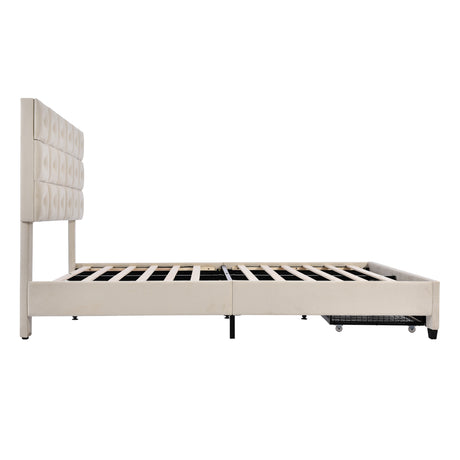 Upholstered Storage Bed with Two Wireless Chargers