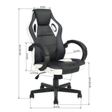 Gaming Office Chair with Fabric Adjustable Swivel; BLACK AND WHITE