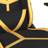 Massage Gaming Chair with Footrest Black&Gold Faux Leather