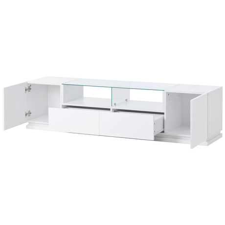 Modern High Gloss TV Stand up to 70', LED Lights with storage.